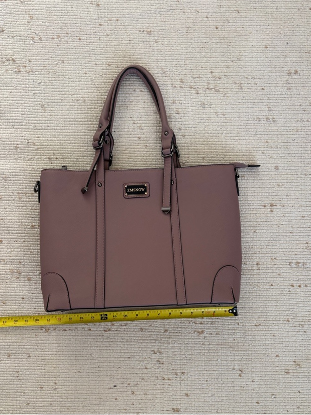 Zmsnow Mauve Structured Tote with Double Top Handles
